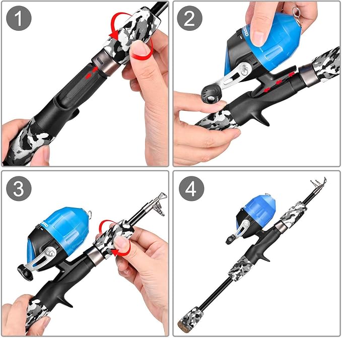 ODDSPRO Kids Fishing Pole - Portable Telescopic Kids Fishing Rod and Reel Combo Kit - with Spincast Fishing Reel Tackle Box for Girls, Youth