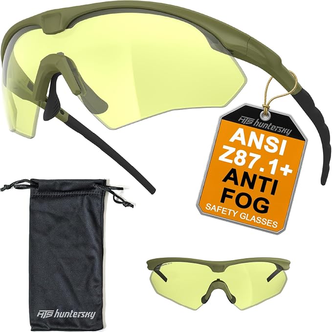 HTS HUNTERSKY S53 Anti Fog Tactical Shooting Range Safety Glasses ANSI Z87.1 Ballistic Eye Protection Hunting Airsoft Riding