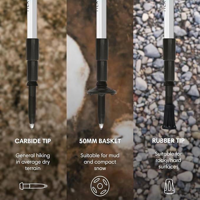 Fizan Tierra Trekking Poles – 8 oz, Ultralight, Backpacking, Thru Hiking Poles, Adjustable, Collapsible, Customized Fit, Cork Grips, Aluminum Walking Sticks