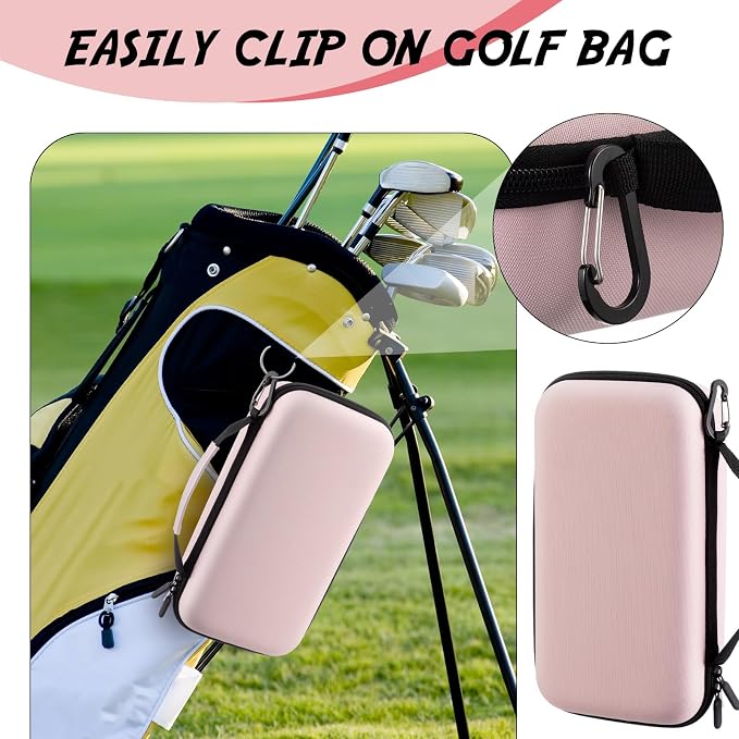 Golf Glove Holder Case with Glove Shaper, Pink Protective Hard Shell Accessory Case, Golf Gift for Woman, for Tees, Ball Markers, Phone, Divot Tool and Accessories