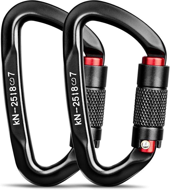 30KN Auto Locking Carabiner Clip Twist Lock UIAA Certified Large Climbing Carabiner Heavy Duty Carabiner for Rock Tree Climbing Rappelling Mountaineering Caving Rescue Arborist Aerial Yoga