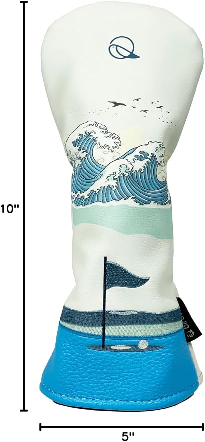 Golf Headcover for Hybrids and Fairway Woods Premium Leather Head Cover. Digitally Printed and Embroidered Design.