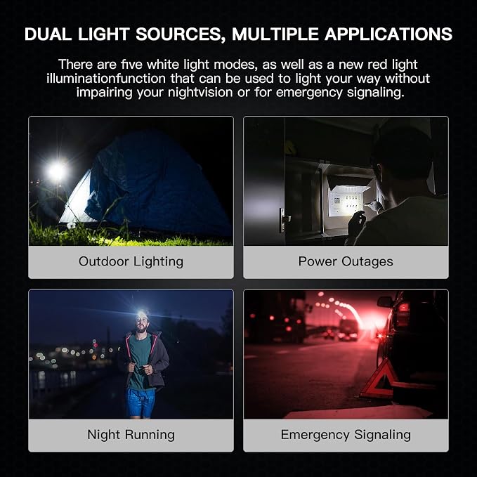 Wurkkos HD50 4000 Lumens Rechargeable Headlamp with Red Light,90CRI Bright LED Headlamp with 6 Modes, Dual Switch and Magnetic Base,IP67 Waterproof USB C Rechargeable Head Lamp for Camping Repairing