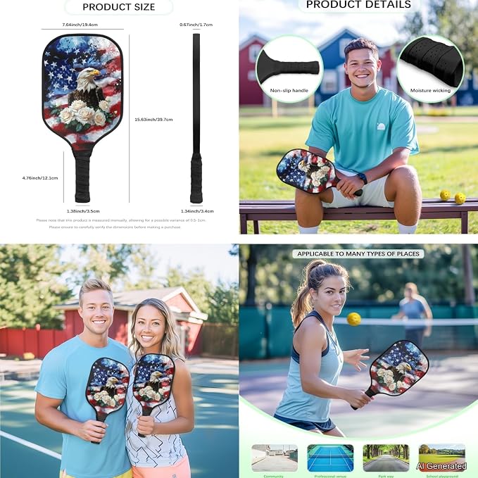 Pickleball Paddles Set 3PCS Pickleball Paddle Case Pickleball Racket Pickleball Bag Ideal for Beginners Gifts