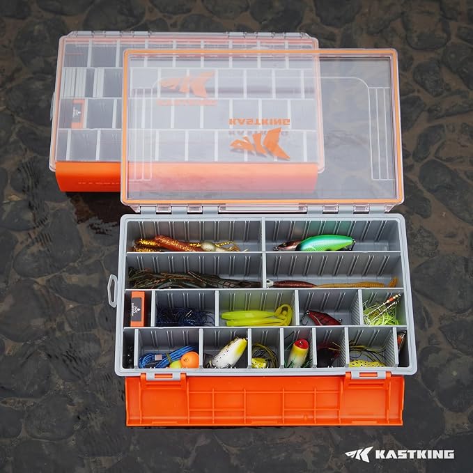 KastKing HyperSeal Waterproof Tackle Box, 3700 Deep Tackle Trays, Fishing Tackle Box Organizer With Removable Dividers, Fishing Gear & Fishing Accessories Storage, 1 Pack