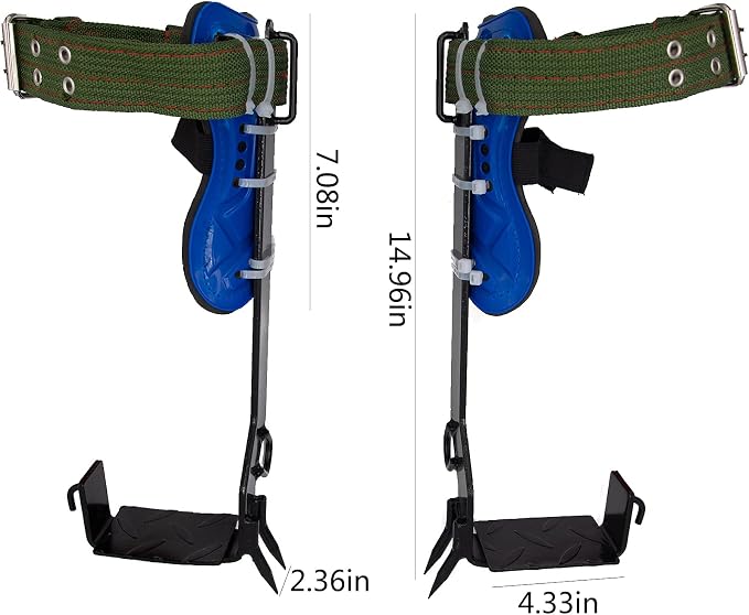 Litong 2 Pack Tree Climbing Gears, Adjustable Stainless Steel Spikes with Harness Belt, Non-Slip Pedal for Picking Fruit, Outdoor Sports (Unisex)