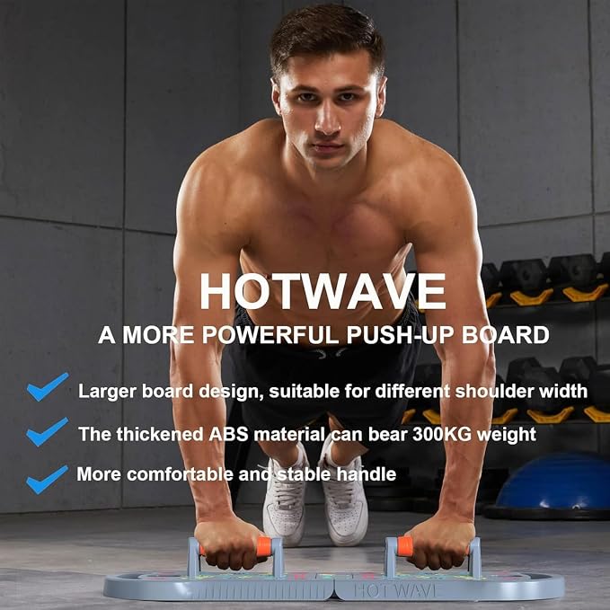 HOTWAVE Push Up Board Fitness, Portable Foldable 20 in 1 Push Up Bar at Home Gym, Pushup Handles for Floor. Professional Strength Training Equipment For Man and Women