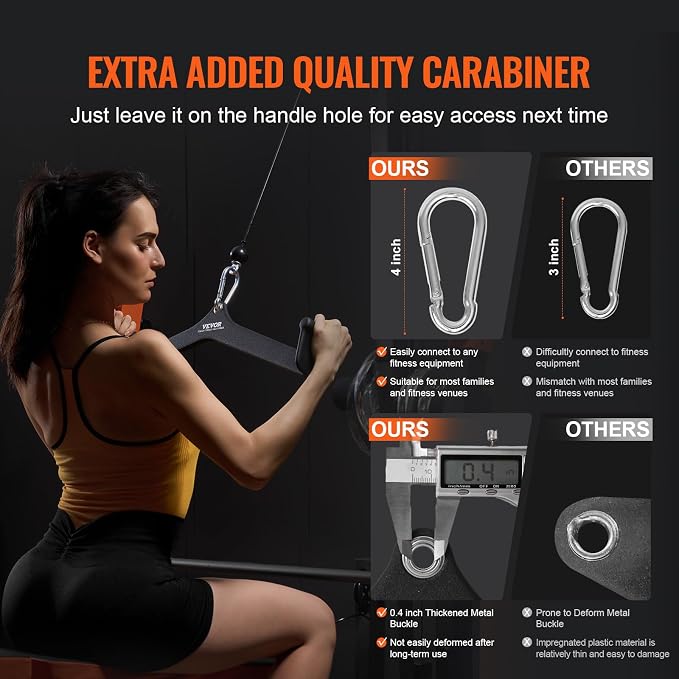 VEVOR LAT Pulldown Attachments, Cable Machine Rowing T-bar V-bar Tricep Pull Down Bar, Back Strength Training Rubber Coated Handle Grip, Bicep Curl Tricep LAT Pulldown Bar for Home Gym Fitness
