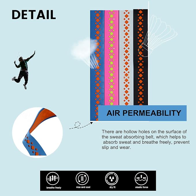 Double Layer Hollow Racket Overgrip, Super Absorbent Skid Resist Absorb Sweat Grip Tape, Handles Protection for Tennis Badminton Racquetball Squash Baseball