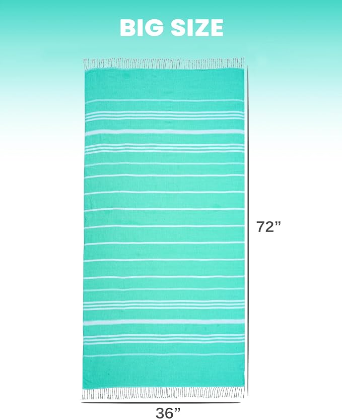 2 Packs Cotton Turkish Beach Towels Quick Dry Sand Free Soft Absorbent Adult Oversized Bath Pool Swim Long Towel Lightweight Thin Sandless Fast Drying Over The Lounge Chair Towel Sand Repellent Anti