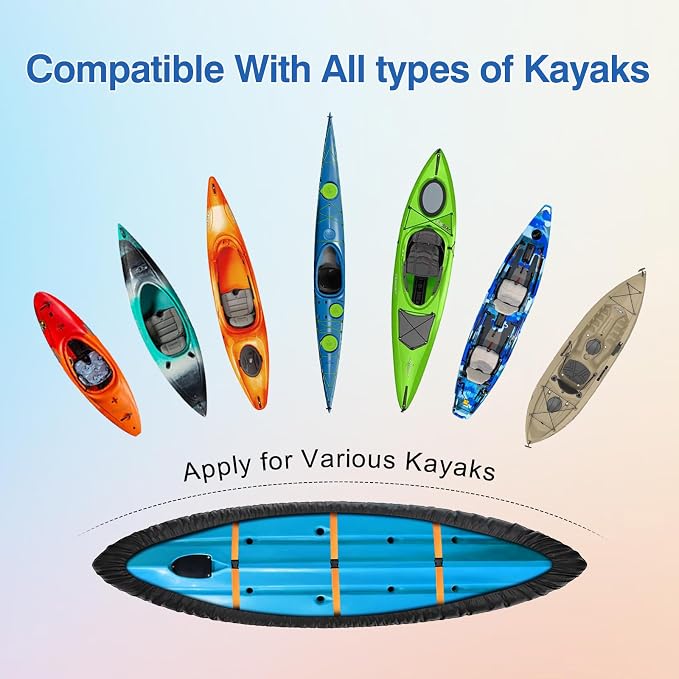 Kayak Cover 600D Canoe Cover for Outdoor Storage Heavy Duty & Waterproof, Fade-Resistant, Fits Paddle Board, SUP, Canoe, and Kayak Boat