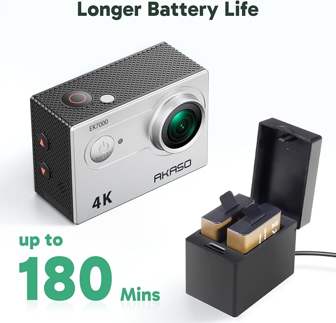 AKASO EK7000 4K30FPS 20MP WiFi Action Camera with EIS Ultra HD 131FT Waterproof Underwater Camera Remote Control 4X Zoom Support External Microphone