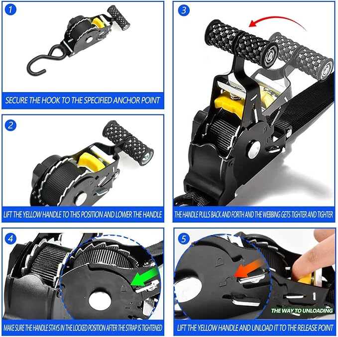 2PCS Retractable Ratchet Straps Compatible with 2015-2025 Ford F150 Retractable Tie Down Straps System Replacement Accessories