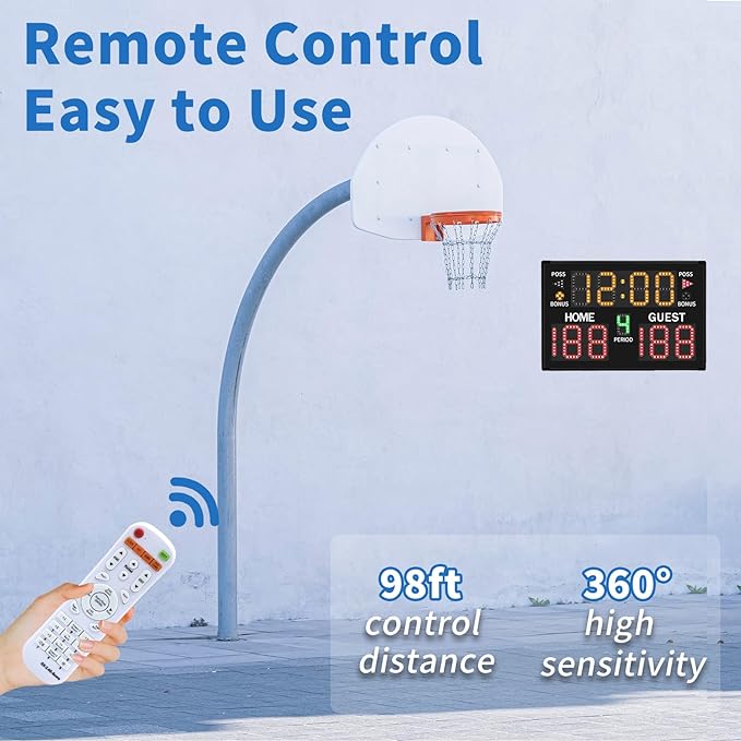 LUCKY TIME Electronic Basketball Scoreboard with Buzzer, Digital Scoreboard with Remote,Portable Score Keeper Battery Powered Score Board for Sports Games
