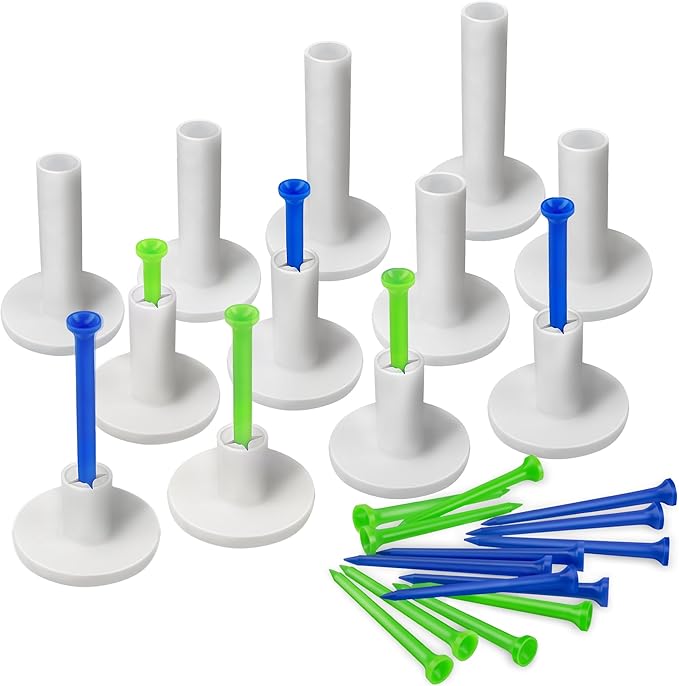 Seticek Natrual Wooden 100 Pack 3-1/4" Golf Tees and 32pc Rubber tees & Plastic Tees