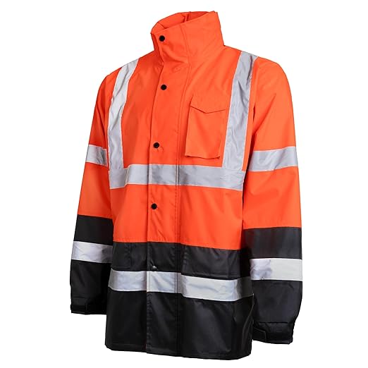 JORESTECH Hi-Visibility Waterproof Rain Jacket with Mesh Lining, ANSI/ISEA 107-2015 Class 3 Type R, Lightweight Wind-Resistant Safety Jacket