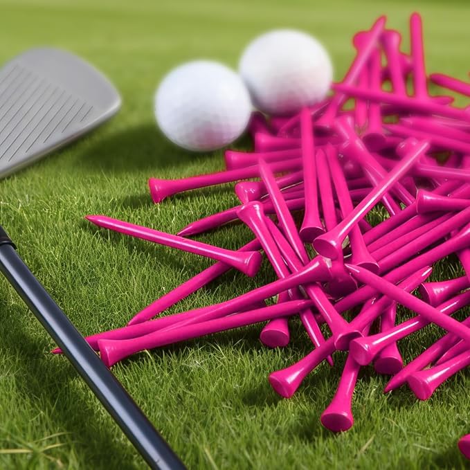 FINGER TEN Bamboo Golf Tees Wood 1 1/2 2 3/4 3 1/4 Inch Wooden Short Long Tee Color Bulk 250/500/1000/2000 Count for Men Women Kids in Red Pink USA Flag