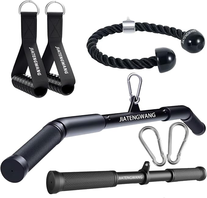 Cable Machine Attachments Home Gym, Triceps Rope, V Handle Cable Attachment,39inch LAT Pull Down Bar, Straight Rotaing Bar