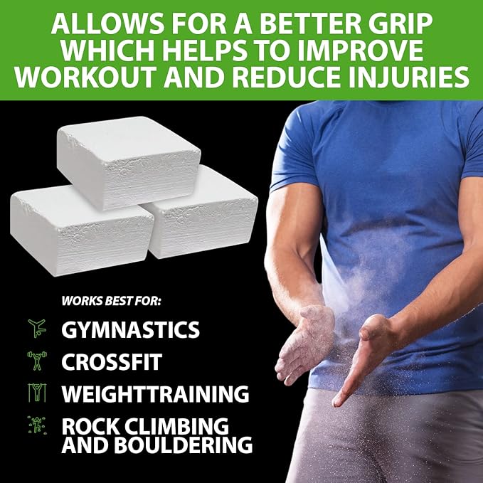 Bear KompleX - Gym Chalk Blocks - Pure Magnesium Carbonate Chalk for Weightlifting, Rock Climbing, Gymnastics, and Workout - Non Slip Grip for Hands, No Blisters and Tears - (8 pcs, 56g)