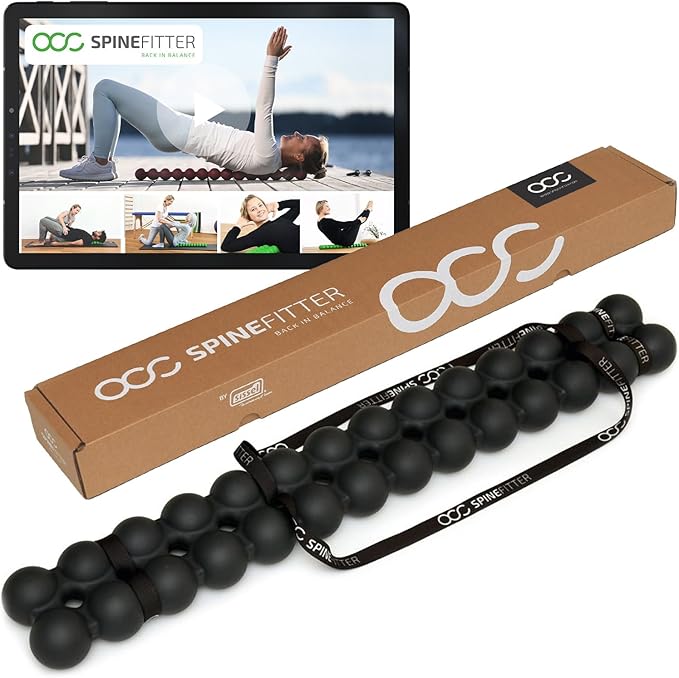 SPINEFITTER by SISSEL | Massage Device for Back & Balance | Back Trainer Relieves Tension & Blockages | Ideal for Pilates and Yoga | for Relaxation of The Spine | for Home & Professional (Black)
