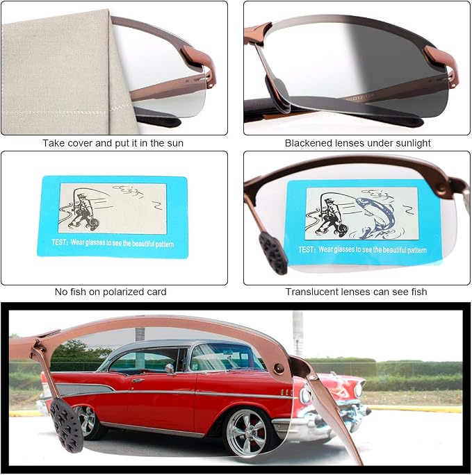 Polarized Photochromic Sunglasses for Men - UV Protection and Lightweight Sun Glasses for Driving Fishing