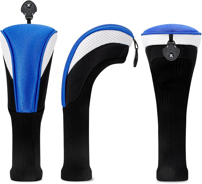 Golf Club Head Covers for Woods 3/4/5/6 Pieces Long Neck Mesh Sports Golf Club Headcovers Set with Interchangeable No. Tags 3 4 5 6 7 X Golf Accessories for Men Women