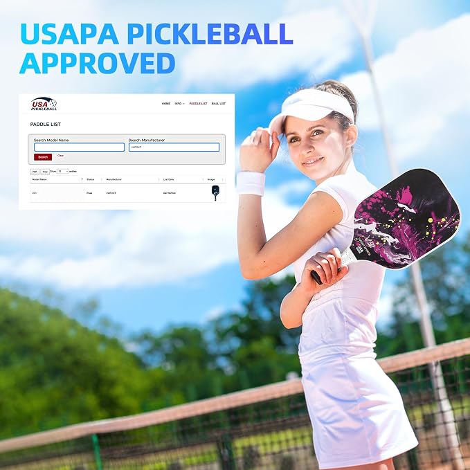 Pickleball Paddles Set of 2/4, USAPA Approved Carbon Fiber Surface Pickle Ball Set - 14mm PP Honeycomb Core of Lightweight Pickleball Rackets -Suitable for Beginners' Training and Game（Blue）