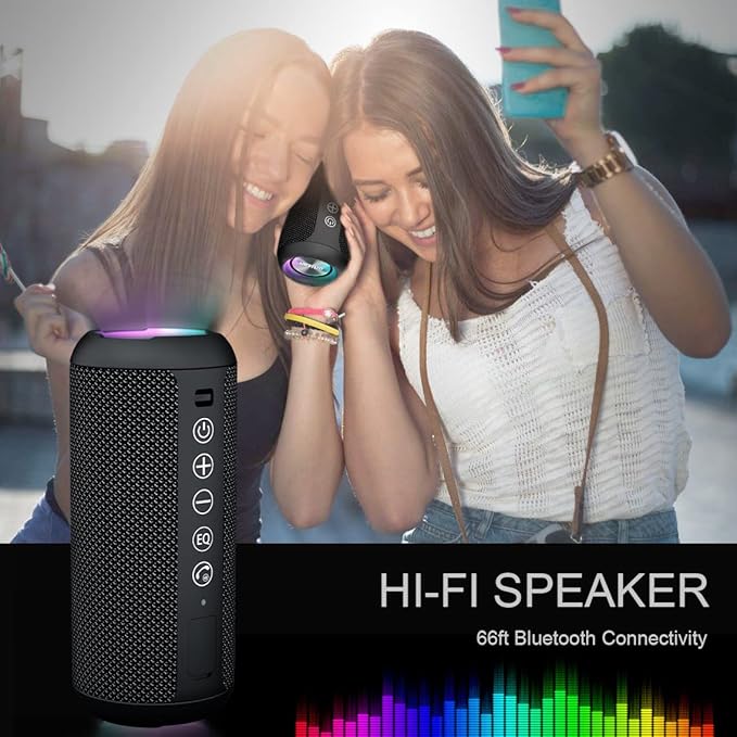 Ortizan Portable Bluetooth Speaker (1st Gen), IPX7 Waterproof, Wireless, Big Sound and Deep Bass, TWS Pairing, 30Hrs of Playtime, for Home/Party/Outdoor/Beach, Birthday Gifts for Men Women - Black