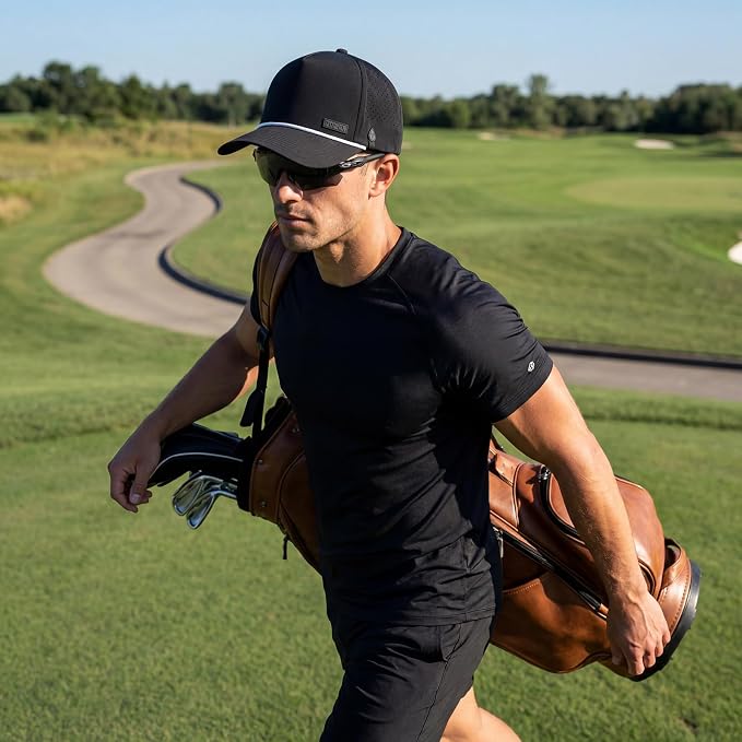 TOP-EX Performance Baseball Hat for Men Water Resistant Golf Cap Running Cooling Snapback Laser Perforated