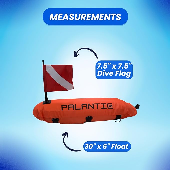 Scuba Choice Spearfishing Buoy Float with Dive Flag - High-Visibility, Durable 420D Nylon Cover, PVC Bladder for Scuba Diving & Freediving