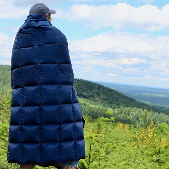 Horizon Hound Down Camping Blanket 650 Fill Power - Ultralight Backpacking Quilt (1lb 6oz) Warm & Water-Resistant 20D Nylon Shell for Outdoors, Camping, Hiking, Travel, & Stadium - Packable