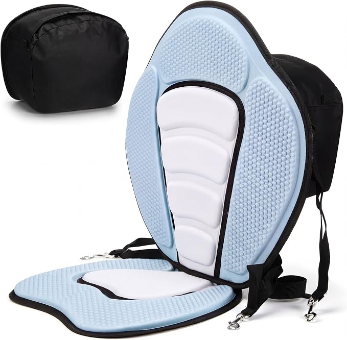 Vinsot Kayak Seat Cushion Universal Paddle Board Seat with Back Support Adjustable Non Slip Boat Chair Seats with 4 Straps and Storage Bag for Kayak Boat Sup Canoe