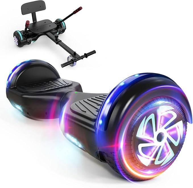 LIEAGLE Hoverboard, 6.5" Self Balancing Scooter Hover Board with Bluetooth Wheels LED Lights for Kids Adults
