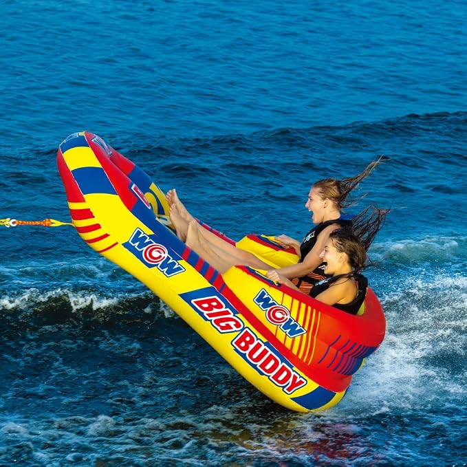 Wow Sports Big Buddy Inflatable Towable Deck Tube - 2 Person - 340 lb Capacity - for Boating - Kids & Adults