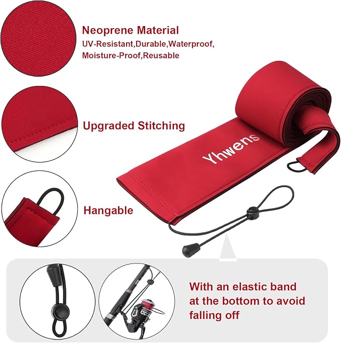 Neoprene Fishing Rod Sleeve Rod Sleeves Fishing Pole Sleeve Rod Socks for Fishing Poles Rod Cover Rod Protector Durable for Casting Spinning Trolling Sea Fishing Rod Storage