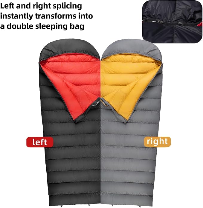 Down Sleeping Bag for Adults 620 Fill Power 0 Degree Sleeping Bag Cold Weather Ultralight with Pouch for Backpacking, Camping, Hiking