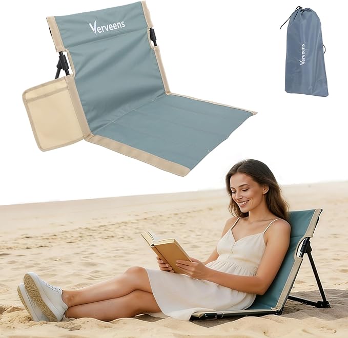 Extra Large Foldable Camping Chair with Cup Holder,Ultra-Light Portable Beach Chair with Carry Bag for Sunbathing Swimming Poolside Picnic Lawn Road Hiking Trips (Light Blue)