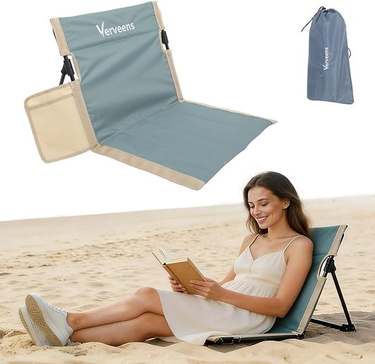 Extra Large Foldable Camping Chair with Cup Holder,Ultra-Light Portable Beach Chair with Carry Bag for Sunbathing Swimming Poolside Picnic Lawn Road Hiking Trips (Light Blue)