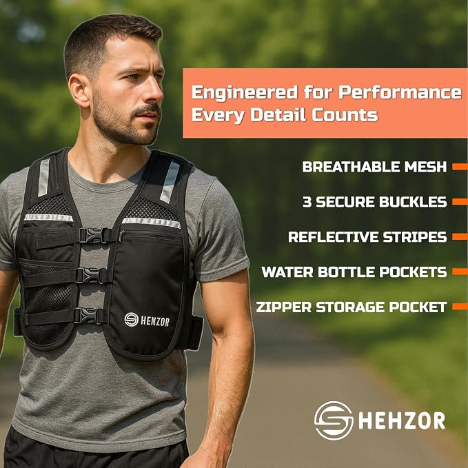 SHEHZOR Hydration Running Vest + 500ml Soft Flask | 9-Pocket Zero-Bounce Trail Running Backpack | Breathable Mesh Tactical Chest Rig for Marathons, Hiking | Unisex Adjustable