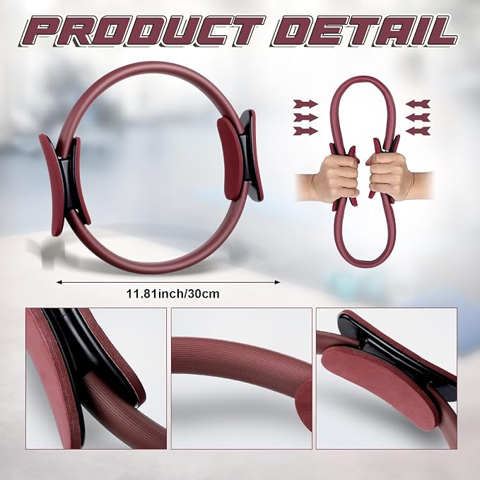 Syhood Pilates Ring 11. 81 Inch Pilates Circle Yoga Ring Magic Lightweight Flexible Workout Equipment for Fitness Physical Therapy Resistance Exercise Arms Legs