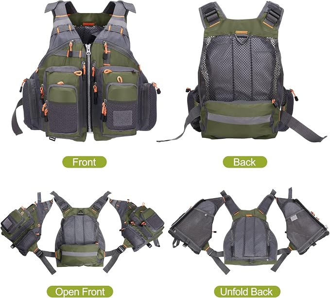 Lixada Fly Fishing Vest Fishing Jacket Breathable Polyester Mesh Design Fishing Vest
