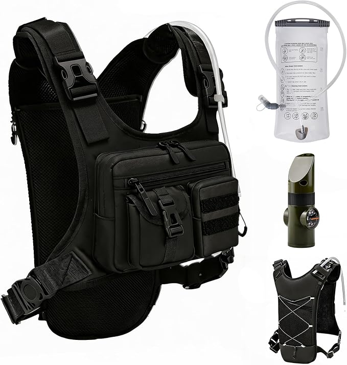 Running Vest Hydration Backpack with 2L Water Bladder and Survival Whistle,Lightweight Running Vest for Women Men,Breathable Hiking Backpack Water Backpack Chest Pack for Marathon,Cycling,Hiking