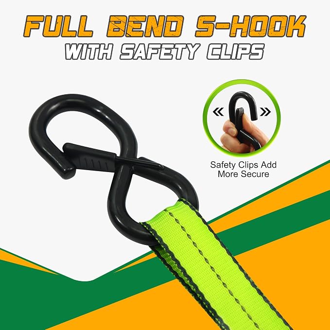 STARLEAPARTS Retractable Ratchet Straps(4PK 1.0INX12FT) - 1,500lb Break Strength, Ratchet Strap Heavy Duty with Rubber Coated Handle, Perfect Auto Ratchet Straps for Motorcycle, Kayak and Trucks