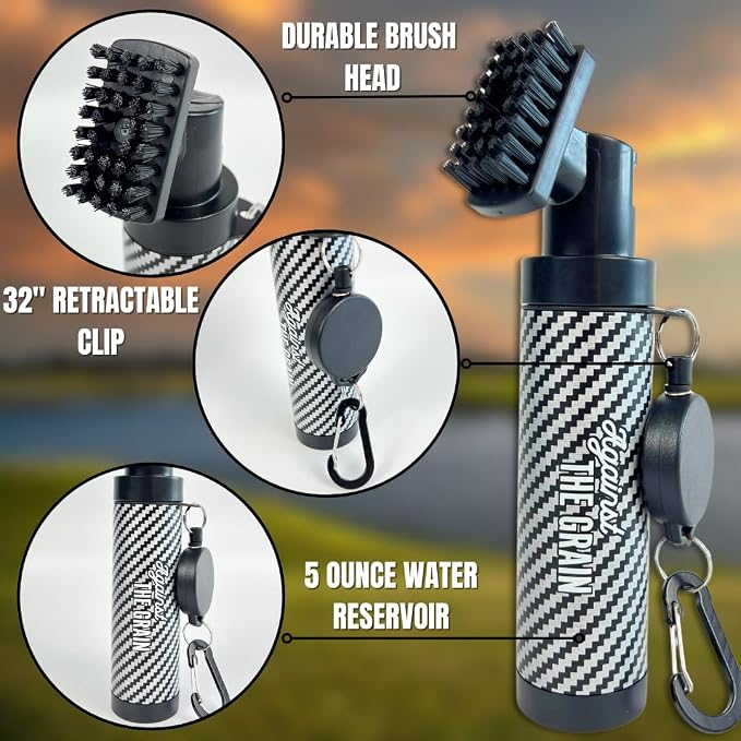 Golf Bag Accessories for Men – Golf Club Water Brush, 50 Golf Tees, Divot Tool & 12x20 Inch Towel - Golf Gifts for Men, Mens Golfing Gifts, Golf Essentials for Men, Golf Accessories Kit
