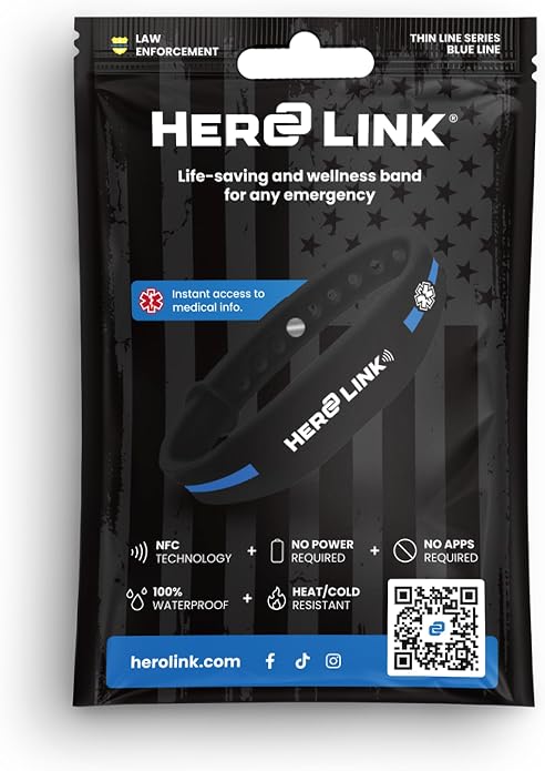 Hero Link® Medical ID Bracelet & Wellness Wristband – Adjustable Silicone, Waterproof, Heat-Resistant, Smart Band with NFC Tag for Instant Emergency Info Access