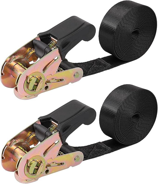 Endless Ratchet Tie Down Straps Heavy Duty Cargo Tie Downs, Sturdy Nylon Black Strap Down Ratcheting Securing Straps, Track Spring Fittings, Tie-Down Motorcycles, Trailer Loads, Kayak