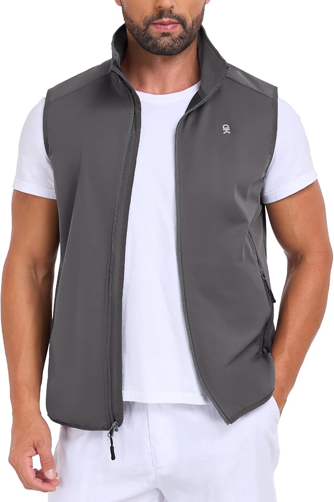 Little Donkey Andy Men's Water-resistant Outerwear Vests, Stretch Windproof Vest for Cycling, Running, Golf