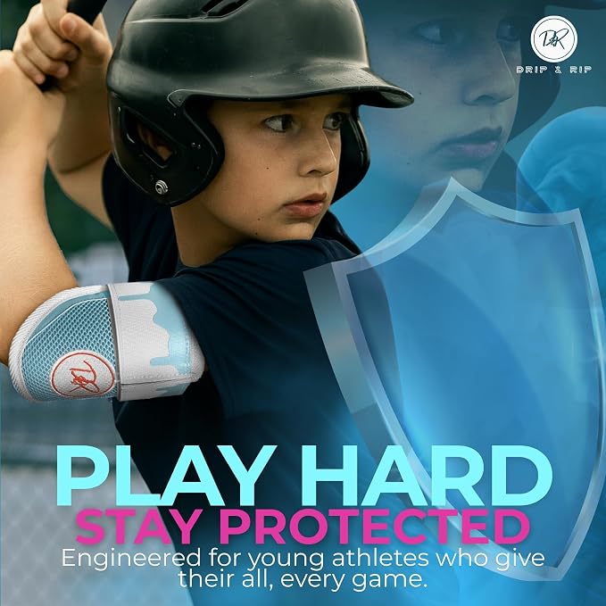 Drip and Rip - Youth Softball Elbow Guard - Baseball Batters - Baseball Elbow Guard - Youth with Adjustable Straps - Ages 10 to 12