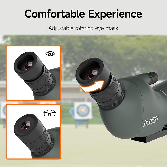 SVBONY SV28 20-60x80 New Version Spotting Scope for Target Shooting, Long Range Spotter Scope with Phone Adapter and Tripod, HD Scope for Bird Watching, Wildlife Observation