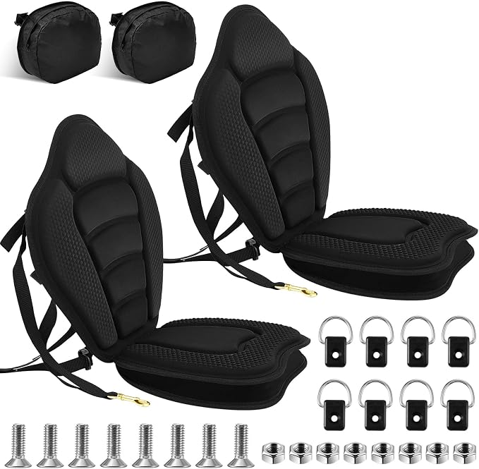 Lewtemi Thicken Kayak Seat with Back Support Canoe Paddle Board Seat with Detachable Storage Bag Adjustable Sit on Top Paddleboard Cushion for Kayaking Canoeing Rafting